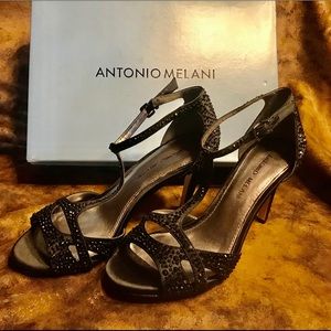 Antonio Melani black satin pumps